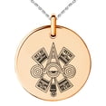 thumbnail image 1 of Stainless Steel Aztec Ollin Third Eye Rune Engraved Small Medallion Circle Charm Pendant Necklace, 1 of 1