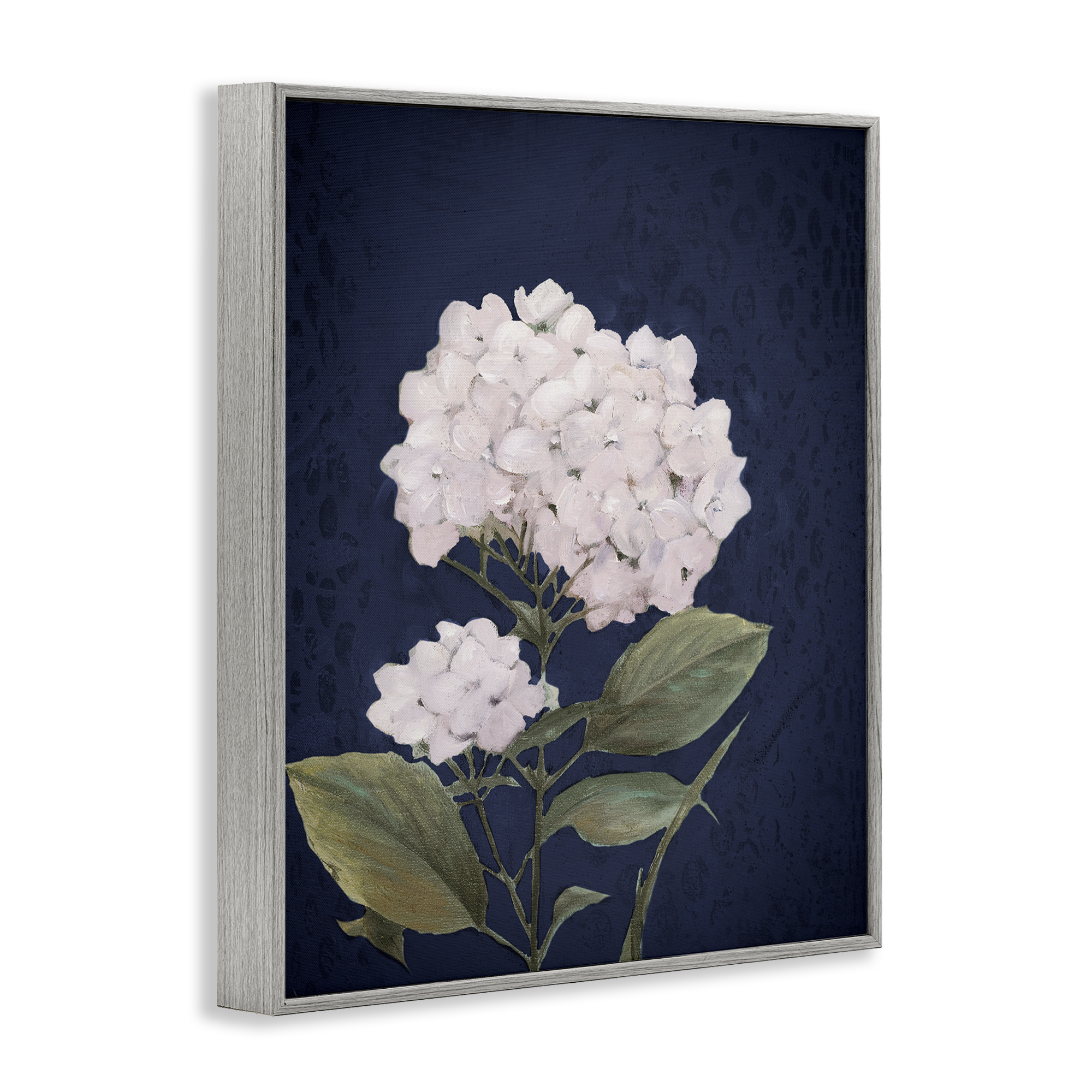 Stupell Industries White Hydrangea Blossom Botanical & Floral Painting Gray Framed Art Print Wall Art, 24 x 30