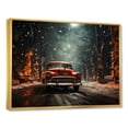 thumbnail image 2 of Designart "Winter Classic Red American Car in Snow" Transportation Framed Wall Art - Modern Red Car Old American Hallway Framed Wall Art Decor, 2 of 6
