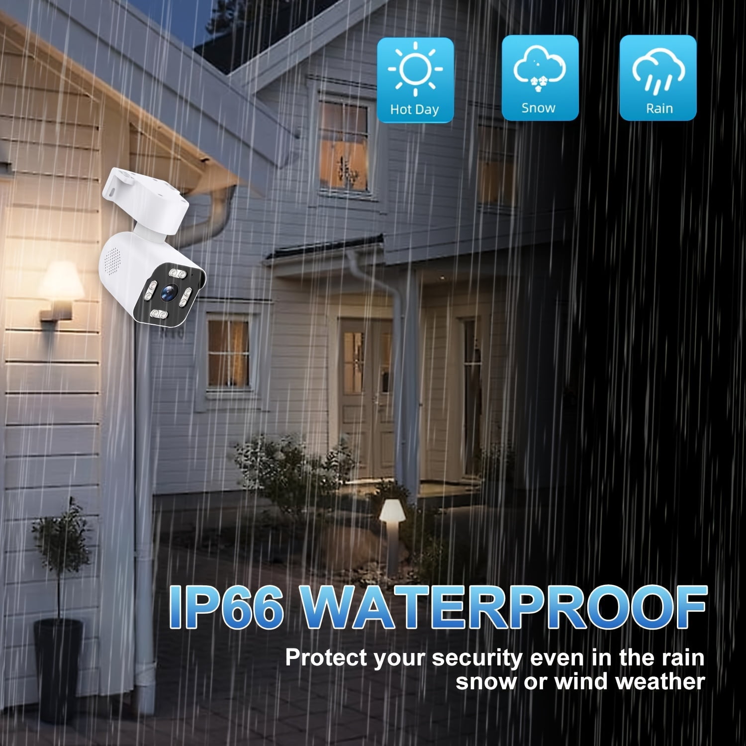 2K Outdoor Security Camera, 180° Panoramic View, Color Night Vision, Human Auto Tracking, Wired WiFi, All-weather, Alexa Google Assistant, 2.4&5G, 1pc/2pcs