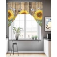 thumbnail image 3 of Sunflowers Kitchen Curtains Swag Valance for Windows/Bathroom/Cafe, Botanical Floral Butterfly Brown Wooden Grain Rod Pocket Drape Panel Swag Curtains Valance for Bedroom/Living Room 56"x36", 3 of 6