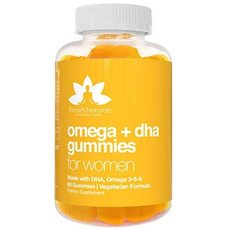 Torrie's Naturals - Omega 3 6 9 & DHA Gummies for Women, Vegetarian with Vitamin C & Chia, Supports Brain, Joints, Cardiovascular and Prenatal Functions, Fish Oil Alternative, 60 Count