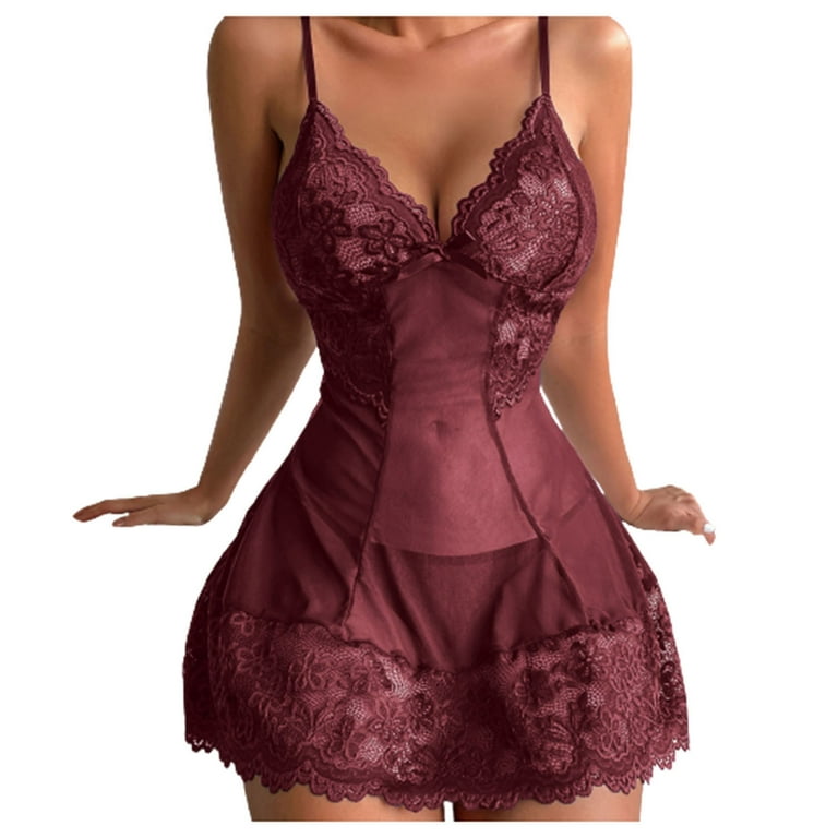 Women Lace Perspective Nightdress Underwear Bras And Panties Suit Sexy Push  Up Bustier Lace See Through Bras