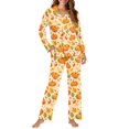 thumbnail image 2 of FOR U DESIGNS Thanksgiving Pumpkin Womens Button Down Pajama Sets Long Sleeve Pj Pants Set 2 Pack Size XS Sleepwear with Pockets Nigtwear Long Tops for Women Fall, 2 of 7