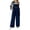 Dark Blue, variant on WENWU Women's Casual Solid Color Loose Suspender Wide Leg Pants Juniors Jumpsuits and Rompers Comfy Jumpsuits