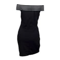 thumbnail image 2 of Plus size Sheer Stripe Off Shoulder Dress Black, 2 of 3