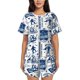 thumbnail image 1 of Fotbe Skiing Enthusiast Conjunto de Pijama Estampado para Mujer, 2 Piezas, Ropa de Dormir con Camiseta de Manga Corta y Shorts Suaves-Small, 1 of 6