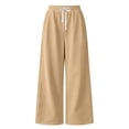 thumbnail image 3 of Lmnyox Kid's Sweatpants Wide Leg Solid Color Elastic Waist Drawstring Pants Open Bottom Trousers with Pockets, 3 of 8