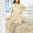 thumbnail image 4 of UYISJ Women Mockneck Coats Tracksuit Long Sleeve Sweatshirts Jogger Pant 2 Piece Outfits Full Zipper Solid Color Sets Beige S, 4 of 4