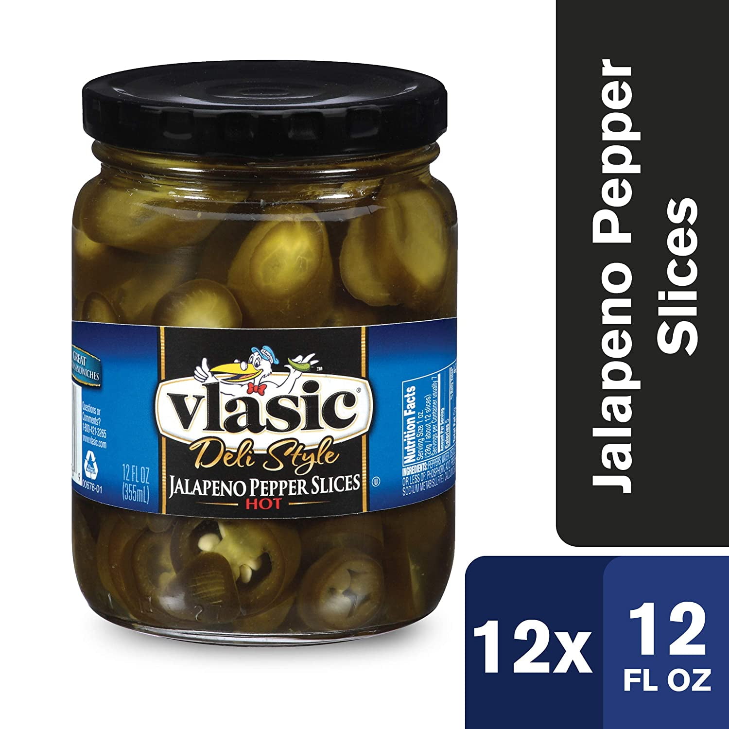 Vlasic Deli Style Hot Jalapeno Pepper Slices, Keto Friendly, 12 12 FL