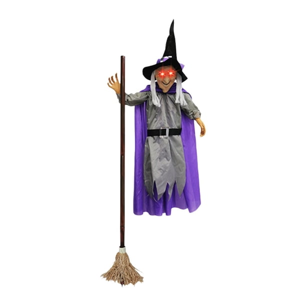 Colgante de Halloween,Bruja animada colgante con ojos rojos parpadeantes,Bruja parlante animada colgante de Halloween,Decoración de Halloween: Bruja parlante simulada,Accesorio de casa
