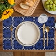 thumbnail image 4 of Navy Blue Boho Placemats Set of 8, Farmhouse Abstract Floral Aesthetic Placemats for Dining Table, Place Mats for Kitchen Tabletop, Waterproof Wipeable Dining Table Mats Set, 4 of 9