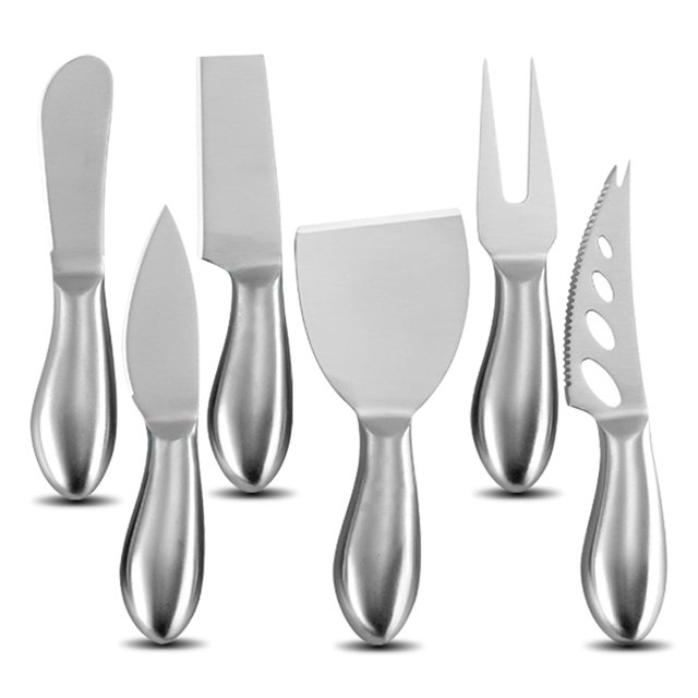 Juego de 6 cuchillos para queso de acero inoxidable, juego de cuchillos cortadores de queso, cuchillos cortadores de queso, tenedores y esparcidores, juego de herramientas para queso