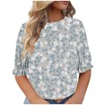 thumbnail image 1 of Fiudx Camisas para Mujer Blusa Superior Informal de Talla Grande con Cuello Redondo y Estampado Corto para Mujer a La Moda, 1 of 5