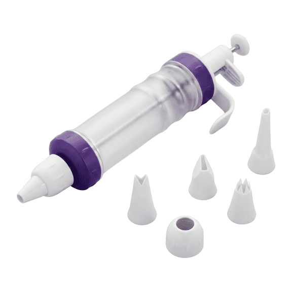 Cake Decorator Kit with Plunger-Style Tool, Includes 4 Decorating Tips, 2 Couplers & 1 Fill Tip, Easy to Use Dessert Decorating Set for Baking