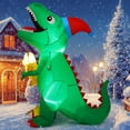 thumbnail image 4 of GOOSH 6.5 FT Green Dinosaur Christmas Inflatable Cute Christmas Dinosaur Inflatable Dinosaur Inflatable Christmas Decorations with Build-in LED Light for Indoor Outdoor Party Garden Christmas Decor, 4 of 8