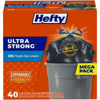 Hefty Steelsak Heavy Duty Large Trash Bags, Gray, Unscented, 39 Gallon, 30 Count
