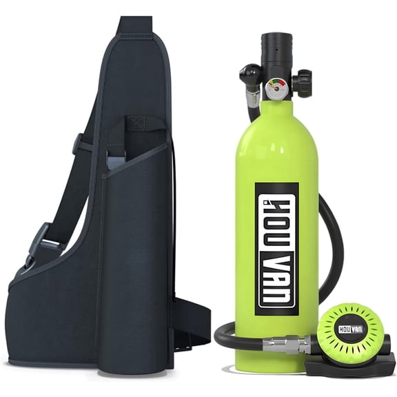 HOUVAN 1L(7 Cu Ft) Mini Scuba Tank Diving Kit - With Backpack, Aluminum Alloy Material, for Underwater Adventure, Suitable for Beginners and Experts