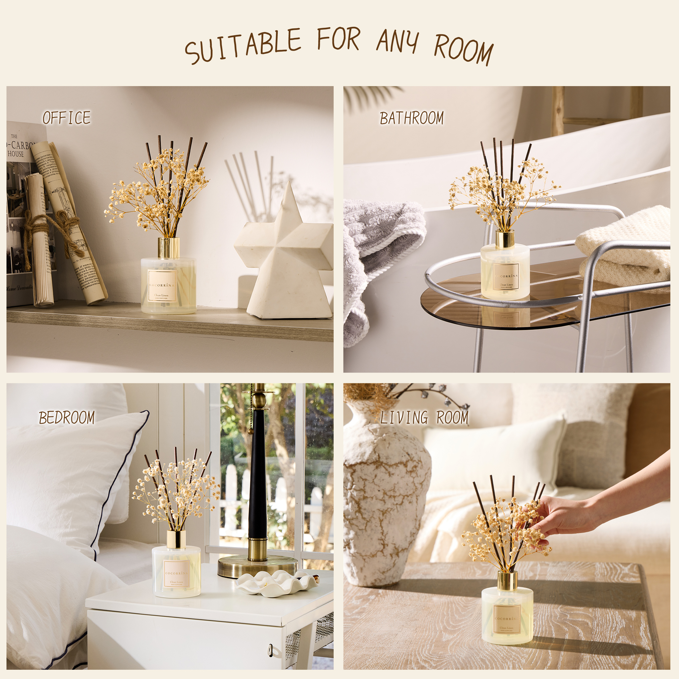 Cocorrína Clean Linen Reed Diffuser Set, 6.7 fl oz photo 3
