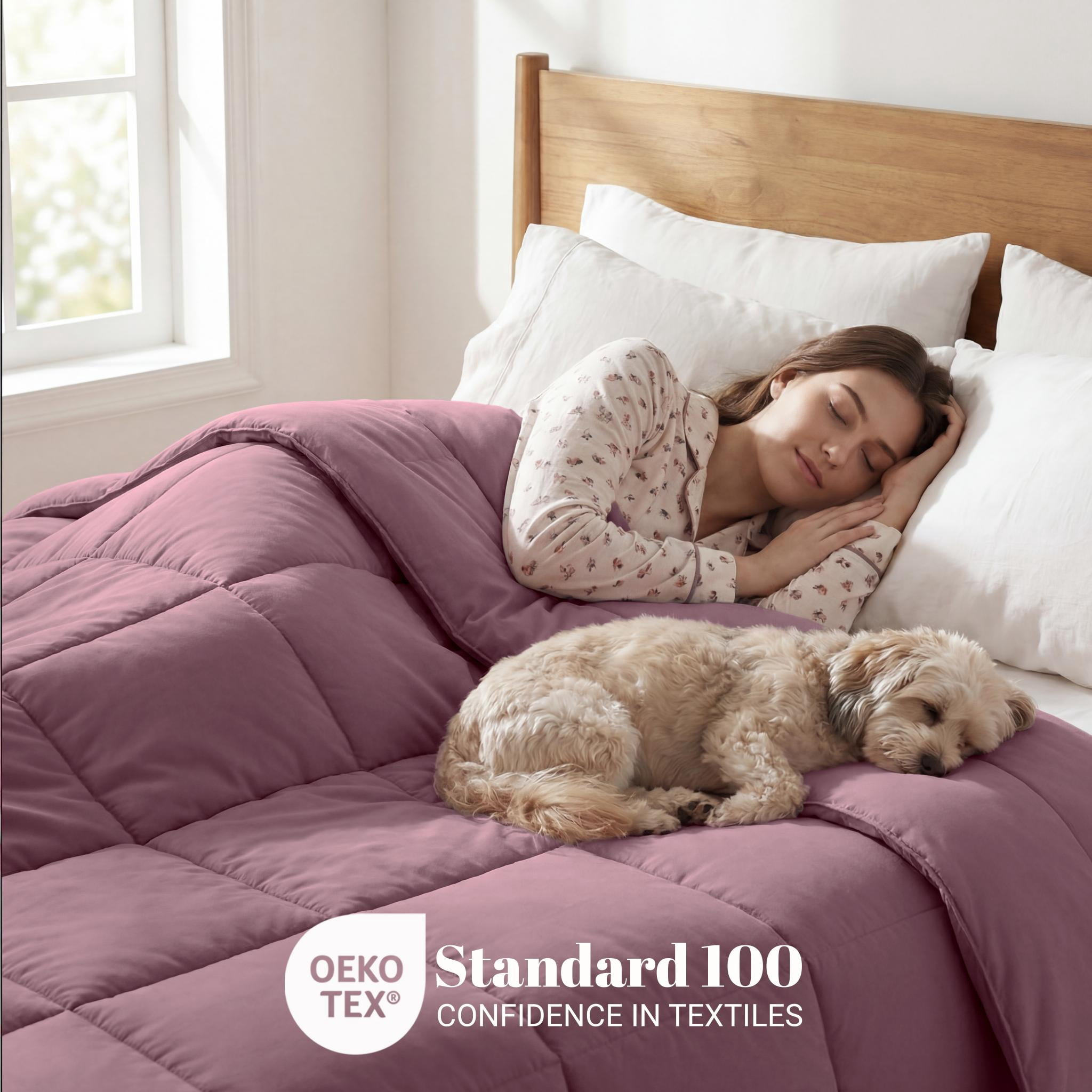 Superior Solid Comforter Down Alternative Bedding, Twin/Twin XL, Mauve