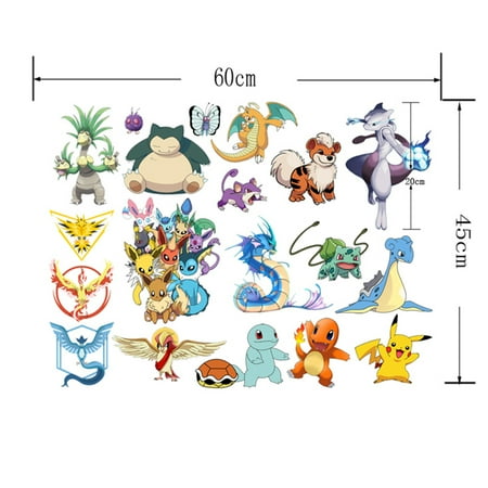 Pudcoco Pokemon Go Team Mystic Instinct Valor Wall Decal Pikachu Sticker Pvc Mural Decor