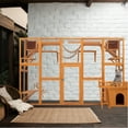 thumbnail image 2 of Outdoor Cat House Cat Shelves Natural Wood Playground Cat Window Box Outside Enclosure Weather Protection, With FREE Cat House, 2 of 9