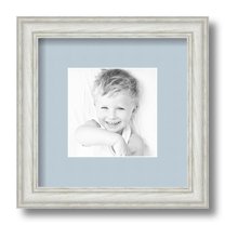 ArtToFrames 9x9" Matted Picture Frame with 5x5" Single Mat Photo Opening Framed in 1.25" Off White Wash on Ash and 2" Baby Blue Mat (FWM-4098-9x9)
