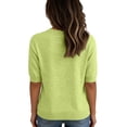 thumbnail image 3 of Garbnen Womens Ribbed Tshirt Knitted Scalloped Neck Short Sleeve Shirts for Women Lightweight Spring Summer Dressy Basic Crew Neck Sweaters Women Green XXL, 3 of 3