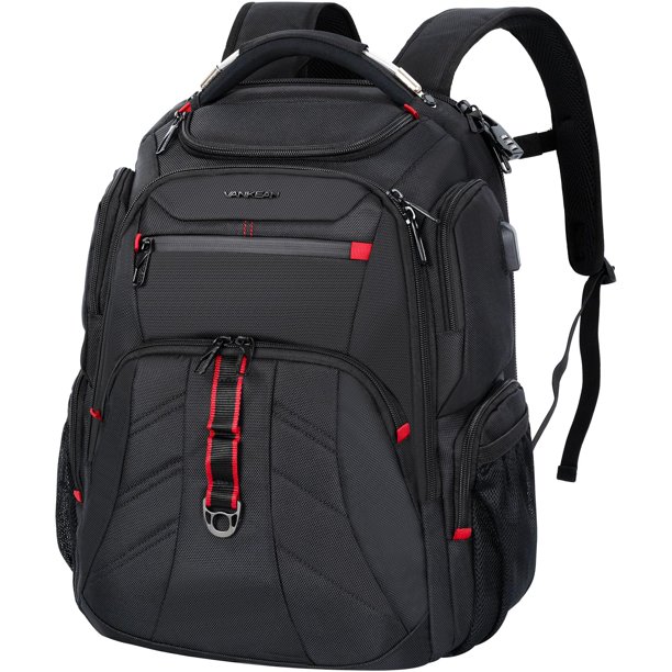 Mochila de viaje para portátil VANKEAN 17.3 pulgadas, repelente al agua, negra