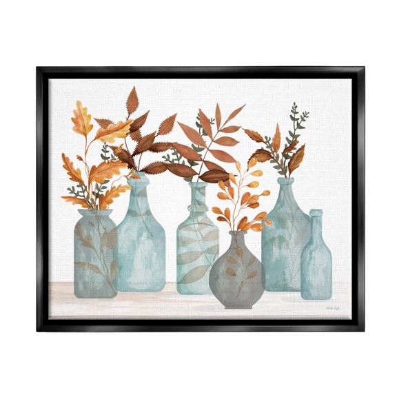 Stupell Varied Botanical Foliage Leaves Botanical & Floral Painting Black Floater Framed Art Print Wall Art