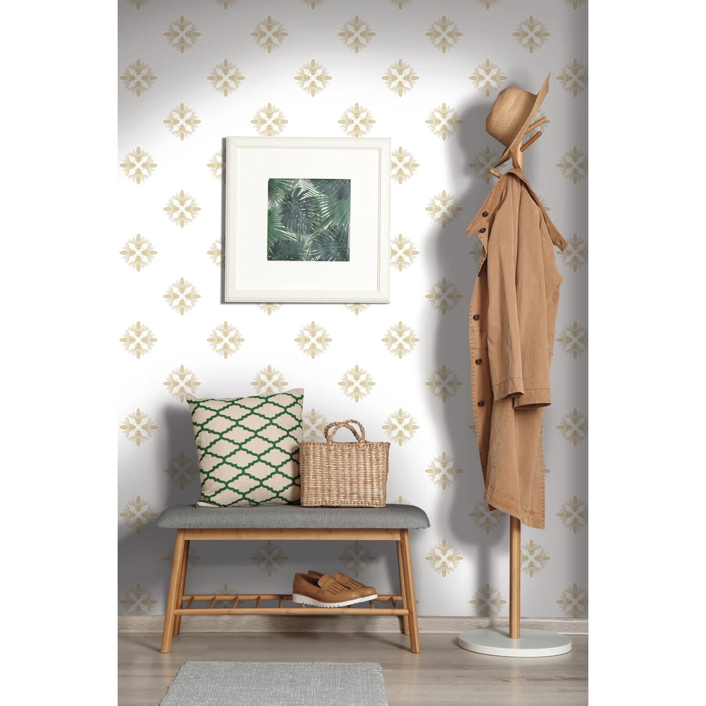 RoomMates Honey Bee White and Gold Insect Peel and Stick Wallpaper