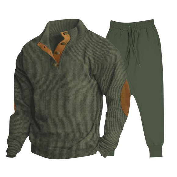 Cameland Mens Corduroy Sweatsuits 2 Piece Stand Collar Tracksuit Sets Casual Comfy Jogging Sweatsuit for Men Loungewear Athletic Activewear Outfits
