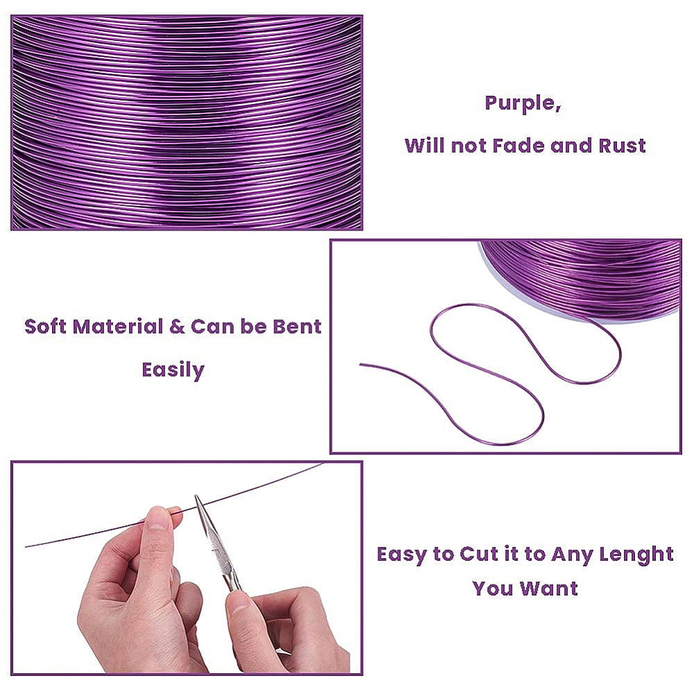 20 Gauge 770FT Aluminum Wire Anodized Jewelry Craft Making Beading Floral Colored Aluminum Craft Wire DIY for Decoration - Purple