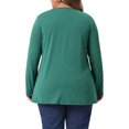 thumbnail image 3 of Agnes Orinda Women's Plus Size T-Shirt Pleated Crew Neck Long Sleeve Soft Casual Tunic Blouse 4X Green, 3 of 6