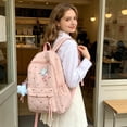 thumbnail image 5 of SGMVNU Backpack for School with Pendant Floral Print Middler High School Campus Backpacks Students Large Capacity Schoolbag, Pink, 5 of 5