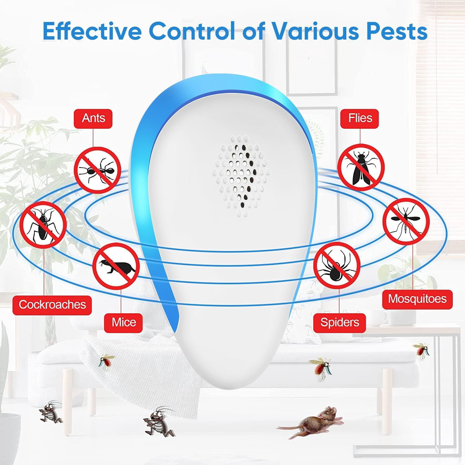 Ultrasonic Pest Repeler Plug in, Electronic Indoor Pest Repeler, Pest Control for Insects, Cockroaches, Mice, Spiders, Ants, Insects, Insects