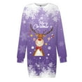 thumbnail image 4 of Wyzesi Robes de Maternité pour Femmes Robe Chandail Imprimée de Noël pour Femmes Col Rond Manches Longues Ample Sans Capuche Robe Décontractée Pyjama de Noël Costume, 4 of 5