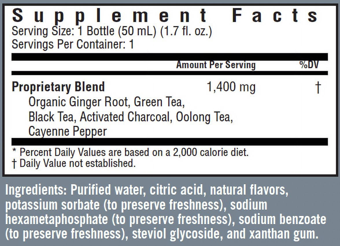 Rapid Fire Detox Cleansing Tea Shot, Activated Charcoal, Ginger Lemon flavor 1.7 oz. (7 Count)
