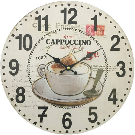 Cappuccino Kitchen Clock (Cappuccino and Coffee Cup Wall Clock; 13.38
