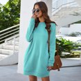 thumbnail image 4 of Moda mujer verano Casual suelta manga completa bolsillo cuello redondo vestido sólido Fridja NMB25, 4 of 6