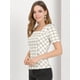 thumbnail image 2 of INSPIRE CHIC Blusa de cuadros de cuadros con cuello cuadrado para mujer, camisa de manga corta de verano para oficina Blanco crema XS, 2 of 6