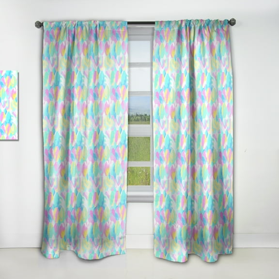 Designart 'Holographic Light Blue and Pink Pattern' Modern & Contemporary Curtain Panel
