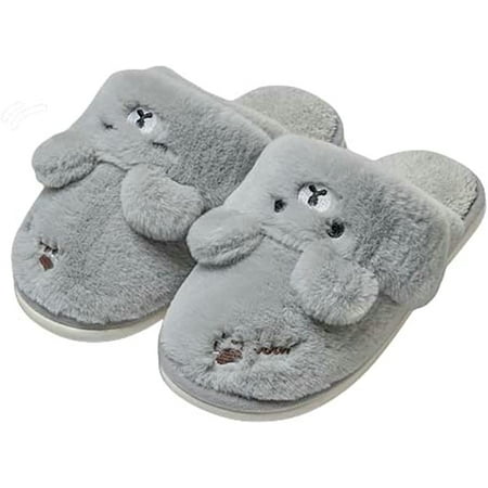 

CoCopeaunt Cute Rabbit Bunny Bear Furry Home Slippers for Women Men Soft Fluffy Faux Fur Plush Warm Anti-slip Memory Foam House Shoes Indoor Winter