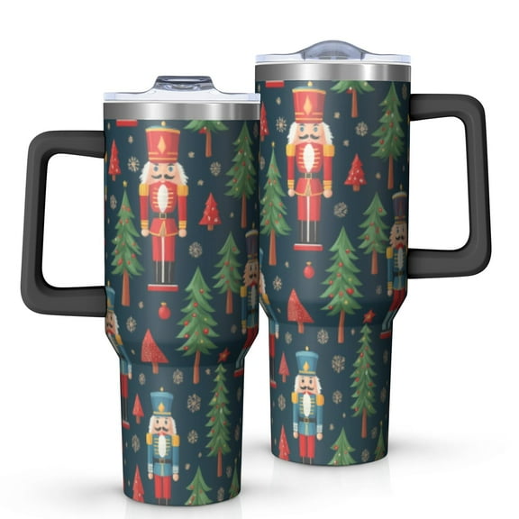 1pc nutcracker 40oz Tumbler with Straw & Handle - Insulated Stainless Steel Cup | Holiday Gift for Man Women (Christmas, Valentine's, Birthday)