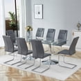 thumbnail image 6 of Hi loPres 71" Luxury Glass Dining Table with 8 Dark Gray Silver Cantilever Chairs, Modern 8-Person Gathering Center with Silver Pedestal for Chic Dining Room, 6 of 11