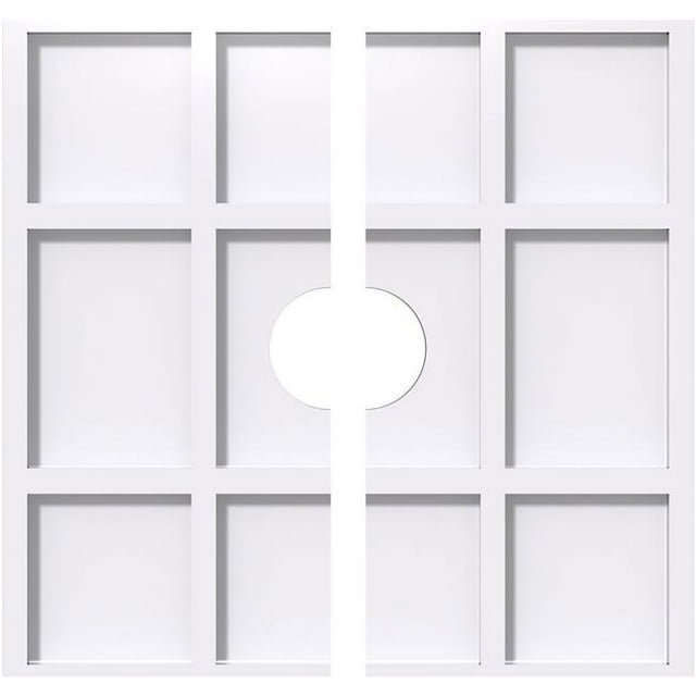 Ekena Millwork CMP22RK2-04000 22 in. OD x 4 in. ID Square Rubik Architectural Grade PVC Contemporary Ceiling Medallion - 2 Piece