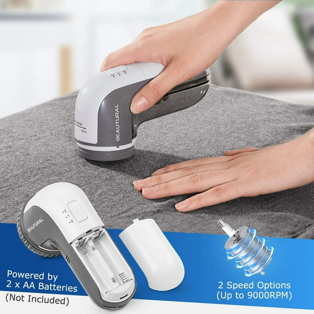 BEAUTURAL Lint Fabric Shaver and Sweater Defuzzer with 2 Speeds 2 Replaceable Stainless Steel Blades y