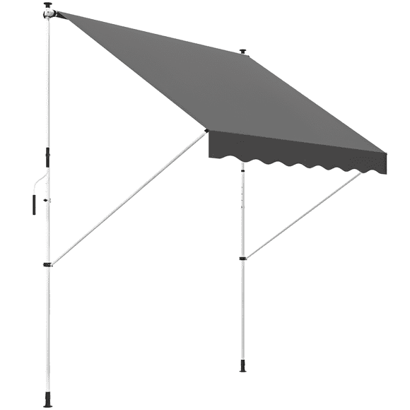 Outsunny 10x5ft Manual Retractable Awning, Patio Sun Shade Canopy, Grey