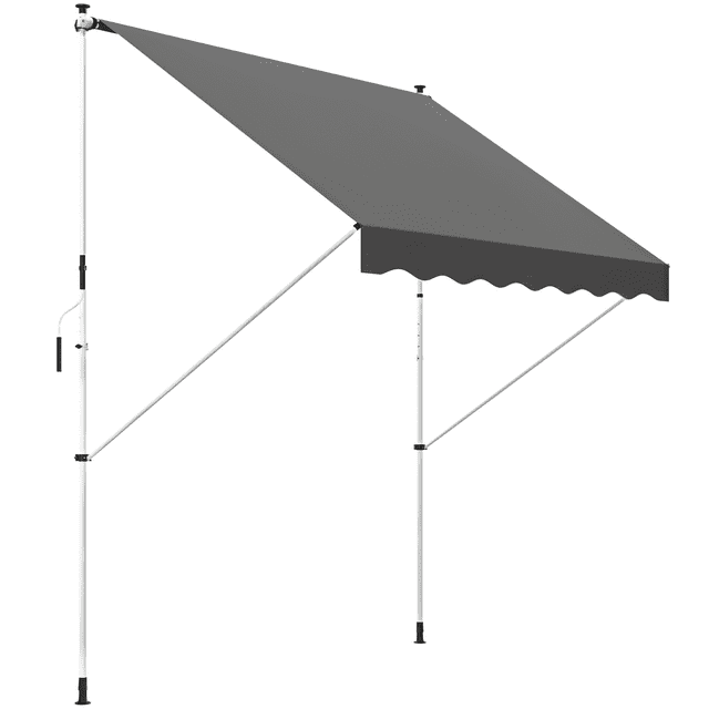 Outsunny 10x5ft Manual Retractable Awning, Patio Sun Shade Canopy, Grey