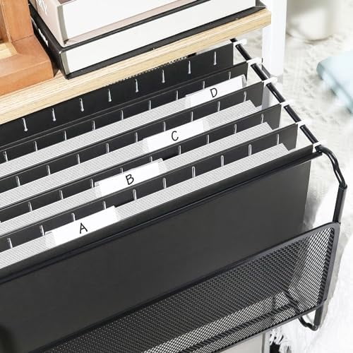 25 Pack Hanging File Folders, Black Folders, Hanging File Folders Letter Size with 1/5-cut Tabs, Stay Organized for Your Home and Office Bulk File and Documents